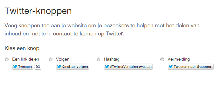 Twitter knoppen