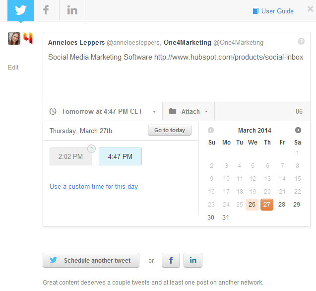 social schedule hubspot