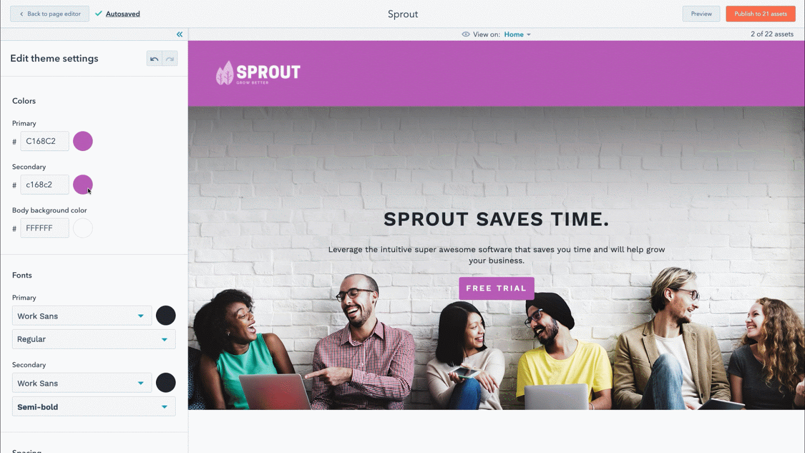 HubSpot werkt met themes