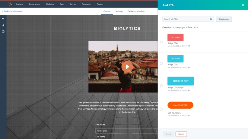 screenshot hubspot video analytics